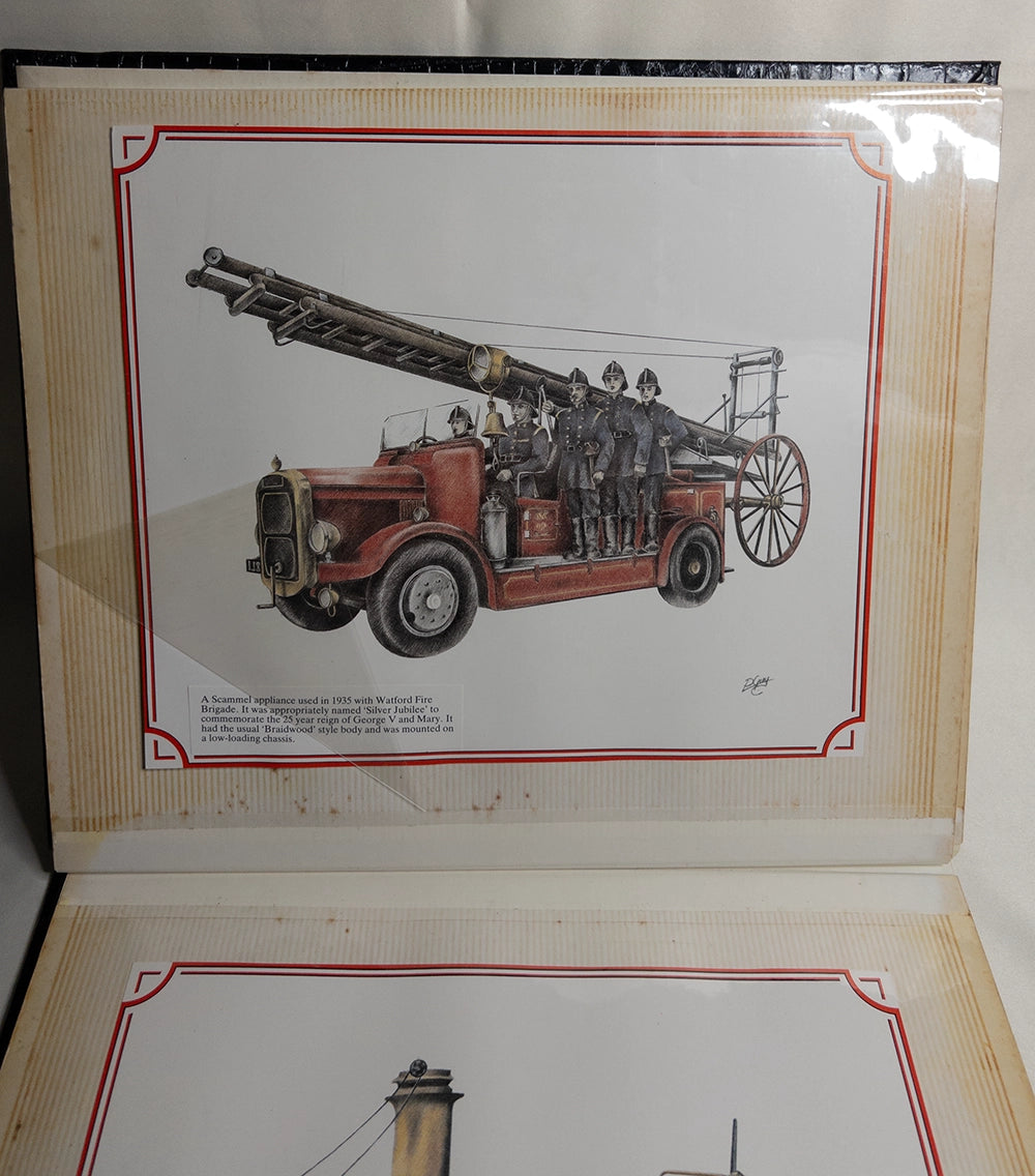 Коллекционный альбом с иллюстрациями пожарной техники (винтаж)
