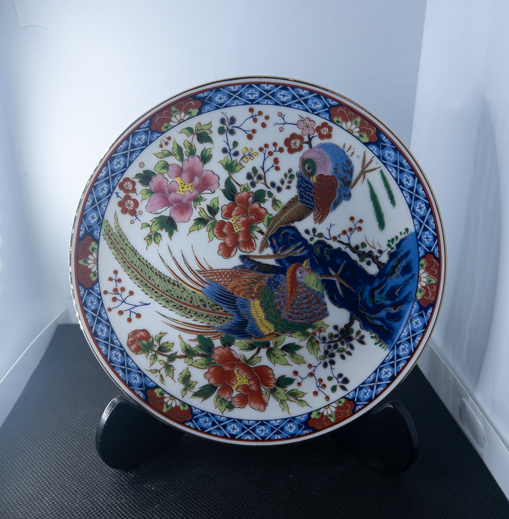 Японская винтажная фарфоровая тарелка в стиле Имари с фазанами