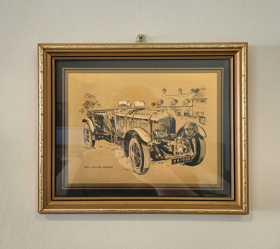 Винтажная декоративная литография «Bentley 4½ Litre, 1928» в раме