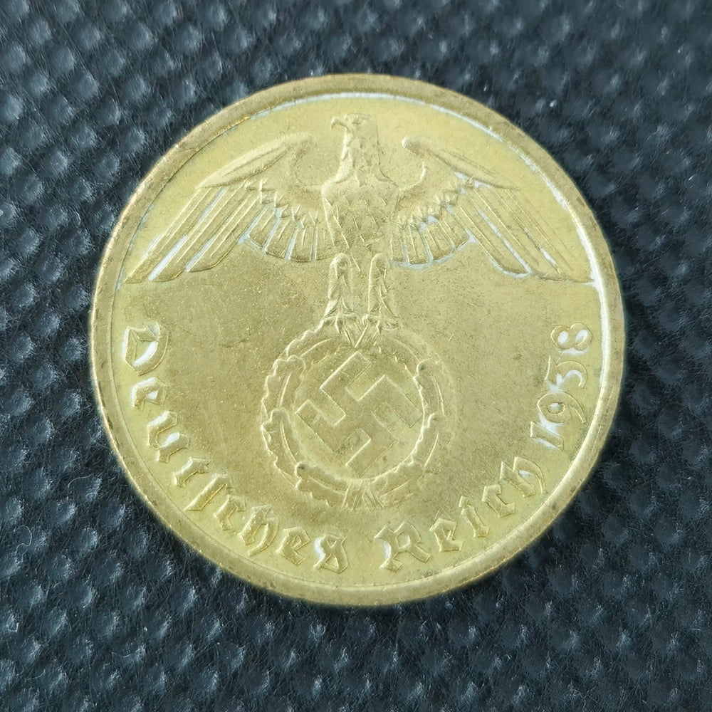 Немецкая монета — 10 рейхспфеннигов, период Второй мировой войны (1938)