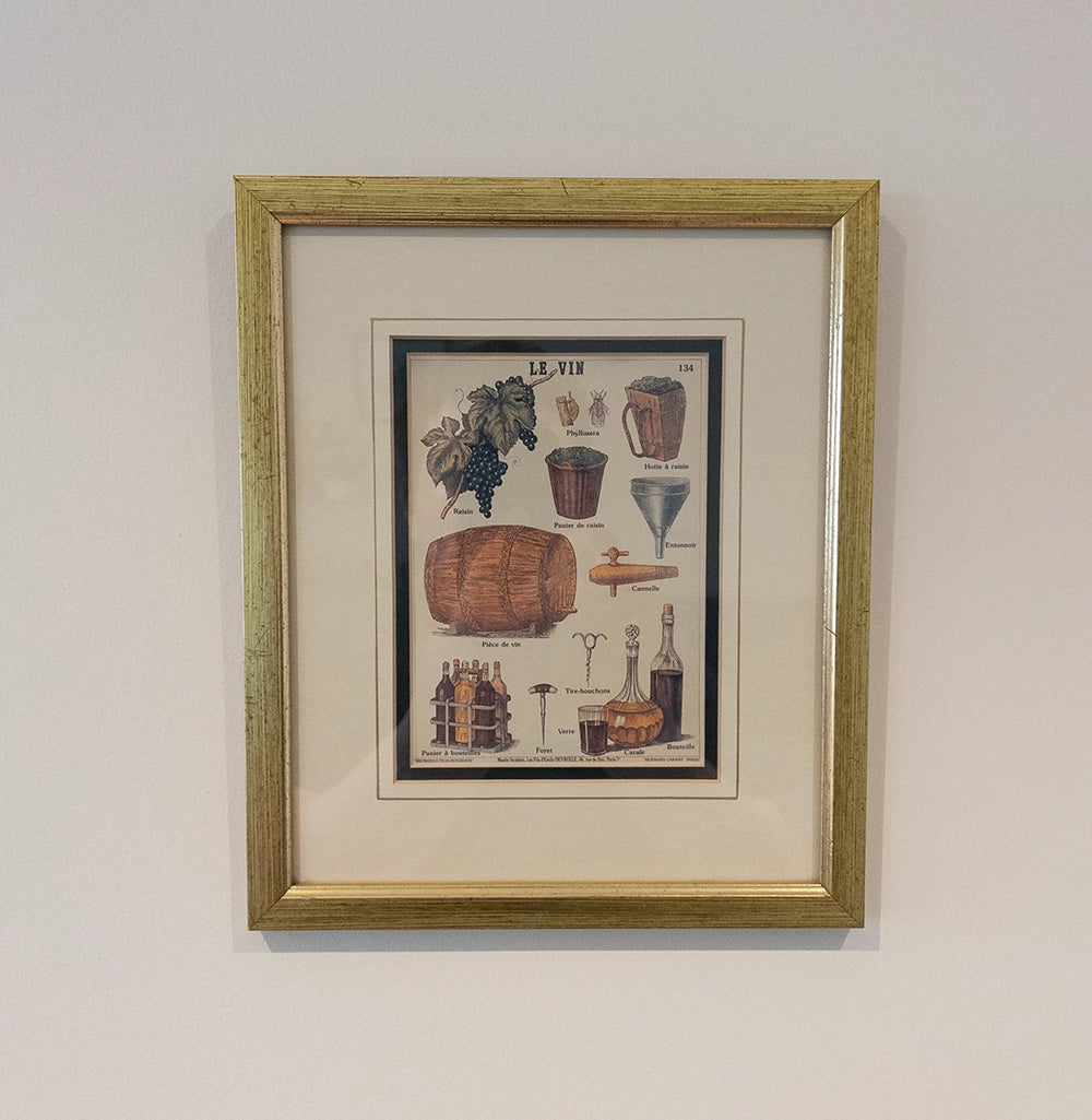 Винтажный постер про вино “Le Vin” в рамке